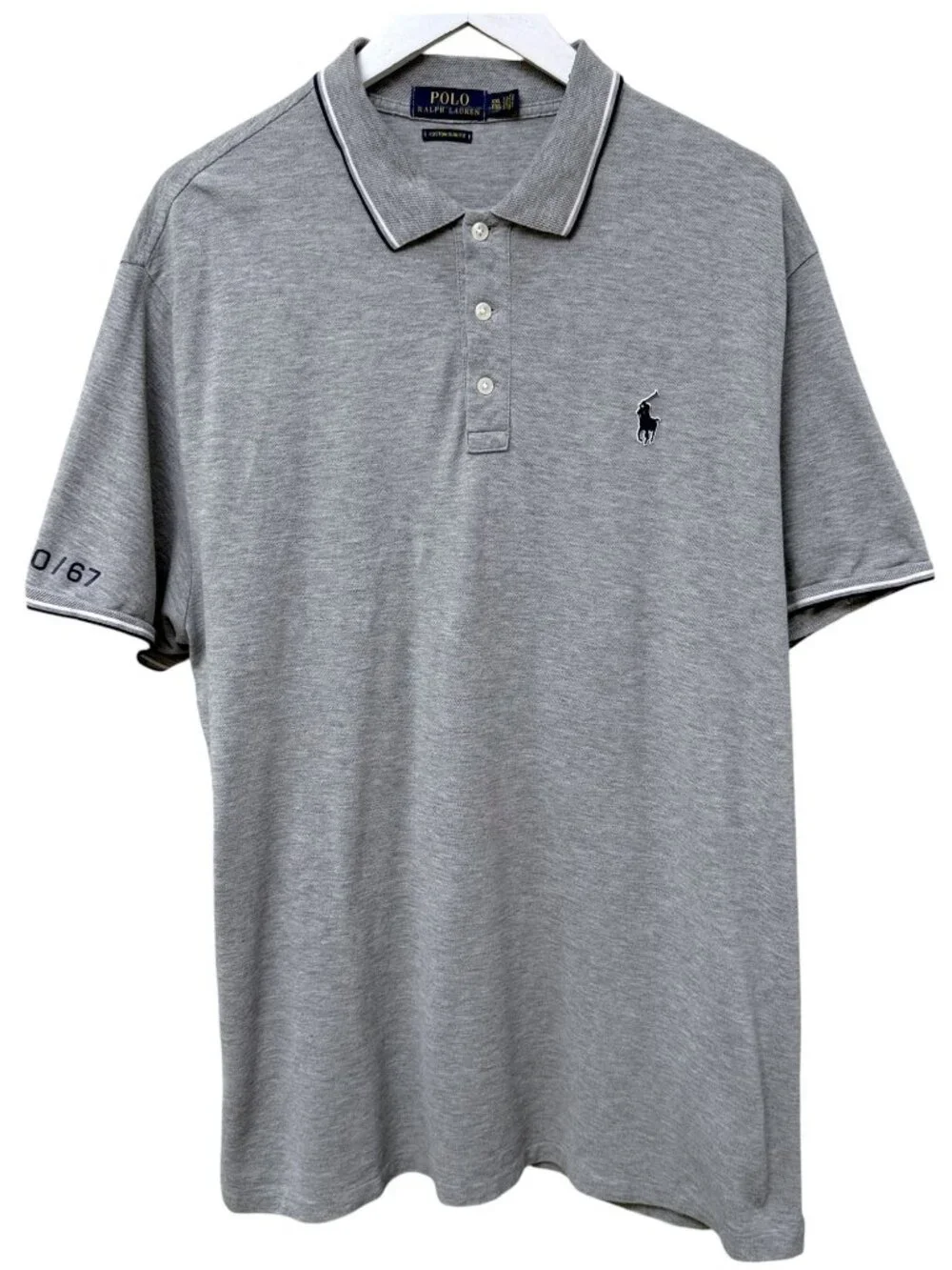 POLO Ralph Lauren Mens XXL Gray Polo Shirt Cotton 67 Graphic Pony Logo